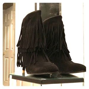 Faux suede Fringed booties NWOT